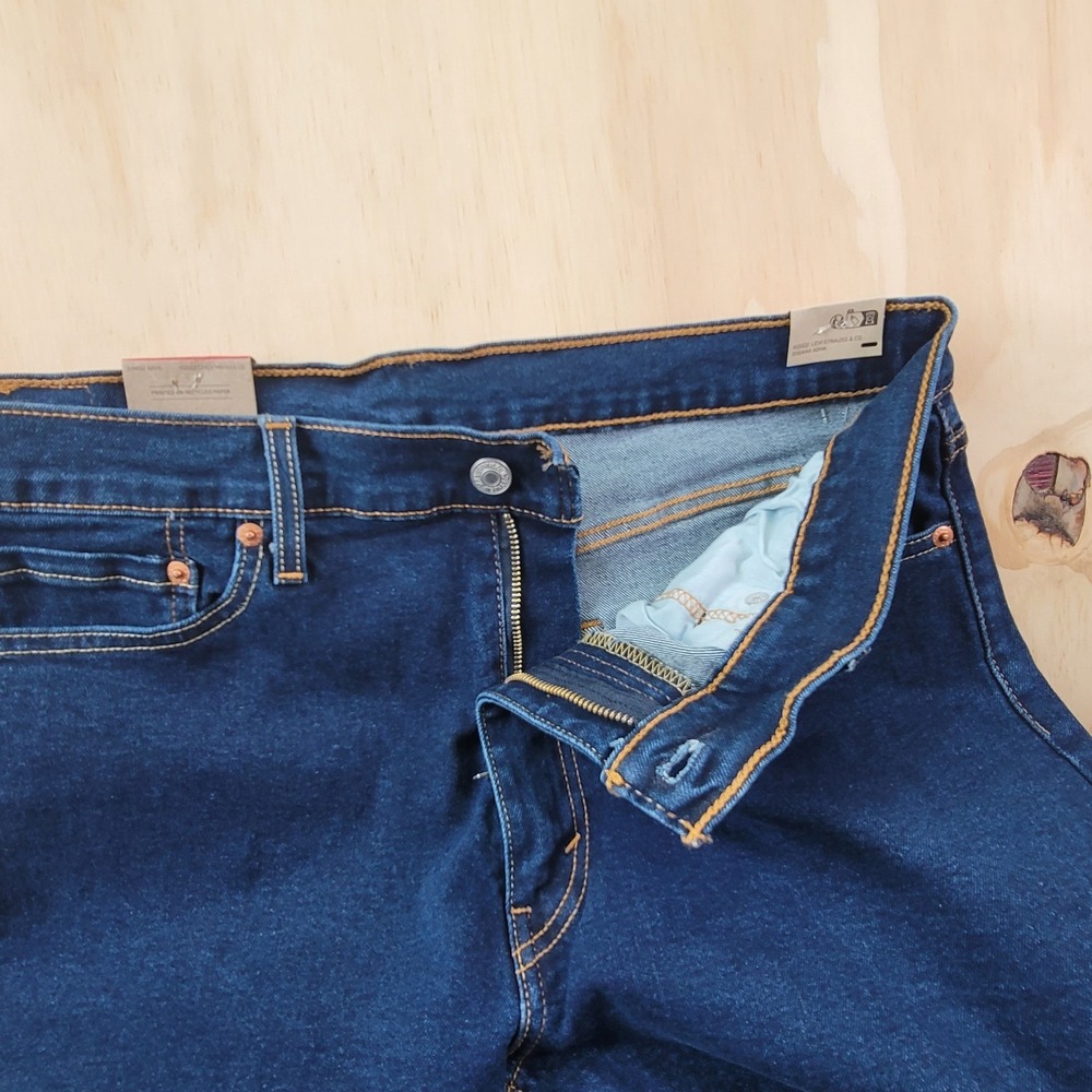 Levis 513 Slim Straight Jeans Mens 36x30 Dark Wash Indigo Blue Stretch Denim NWT - Picture 5 of 13
